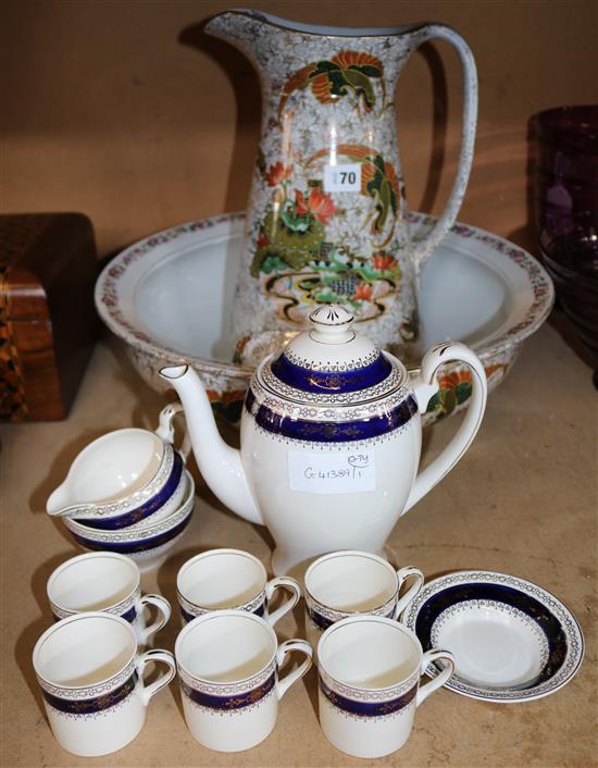 Decorative jug, basin & coffee set
